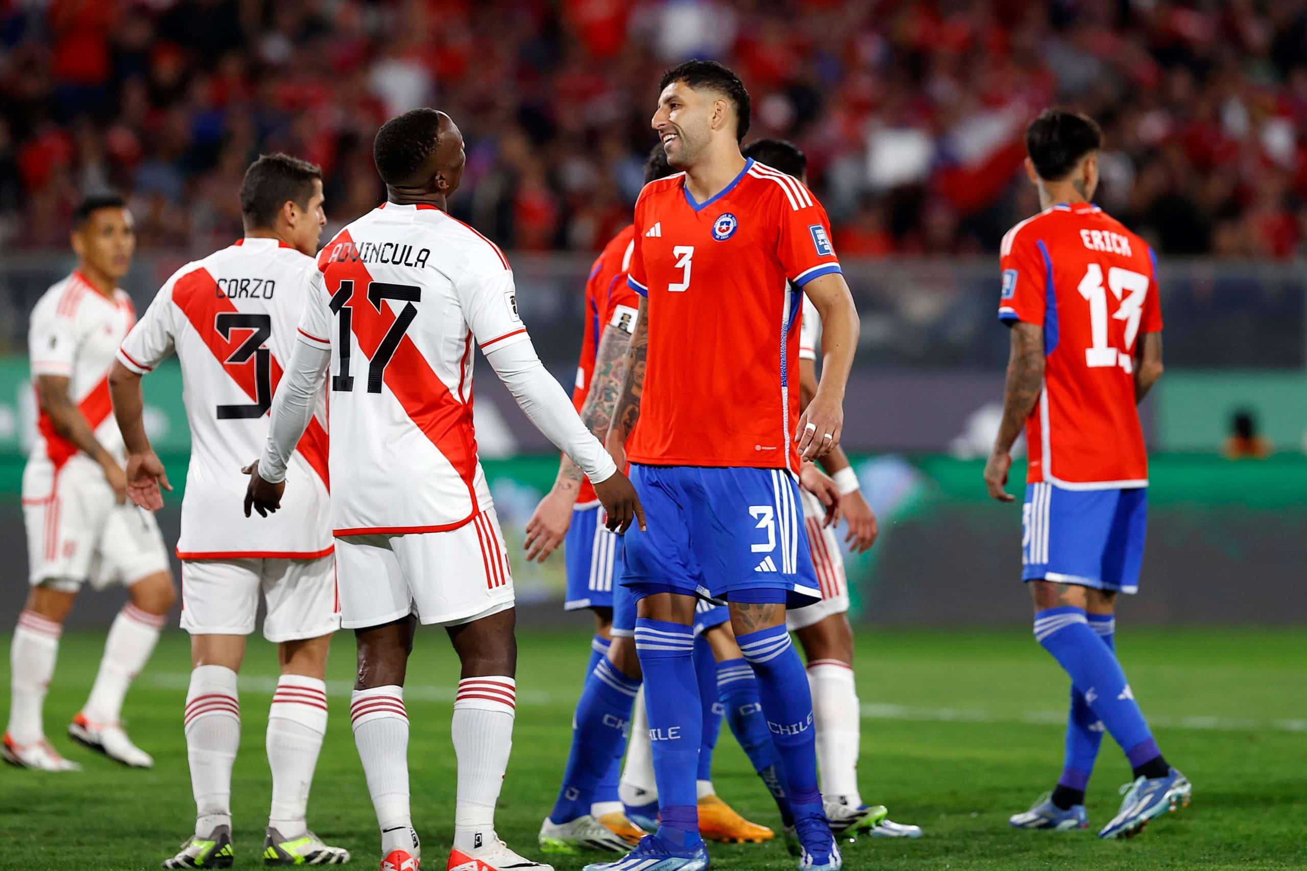 Chile superou o Peru por 2 a 0.