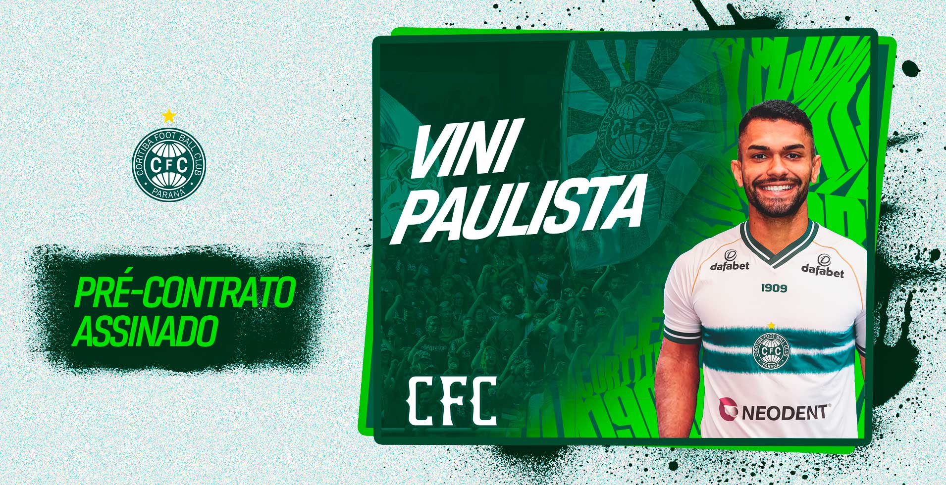 Vini Paulista é o terceiro reforço anunciado pelo Coritiba. (Foto: Reprodução/Coritiba FC)